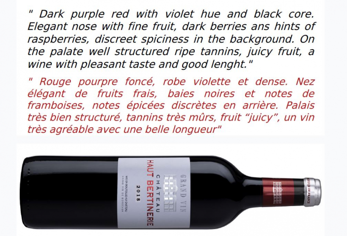 Markus Del Monego Chateau Haut Bertinerie Grand Vin Rouge